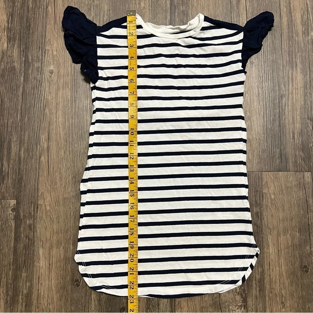 Gap Kids Girls Stripe Flutter Tee Shirt Dress Blue White Ruffle Short Sleeves XS